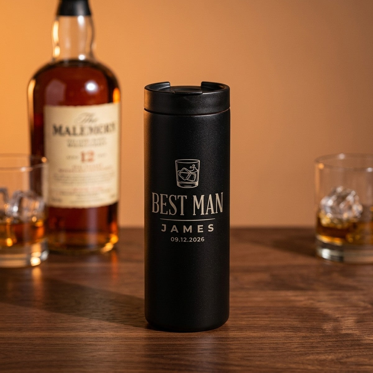 "Best Man" Bold Engraved Grouse 16oz Coffee Tumbler — Onyx