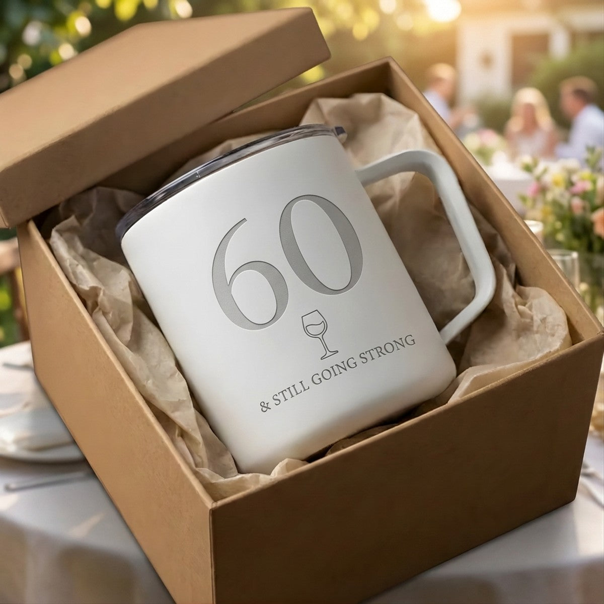 "60 & Still Going Strong" Debossed Hudson Ceramic 12oz — Snow