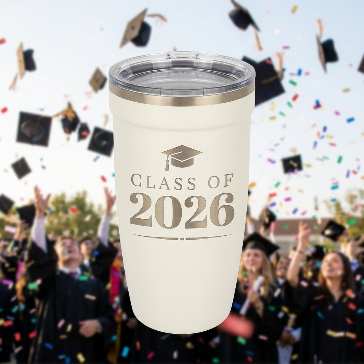 "Class of 2026" Bold Engraved Peyto 16oz Tumbler — Snow