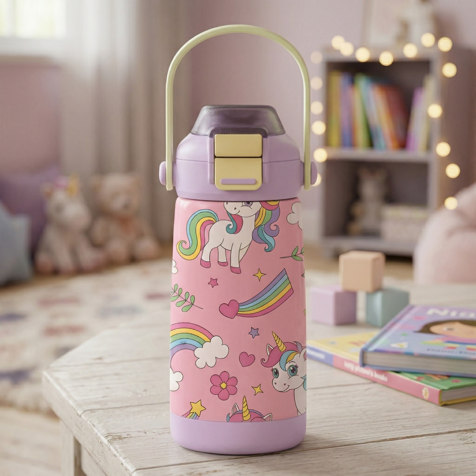 Goose 14oz Kids Bottle in colorful design, BPA-free plastic tumbler with spill-proof lid for children's drinks