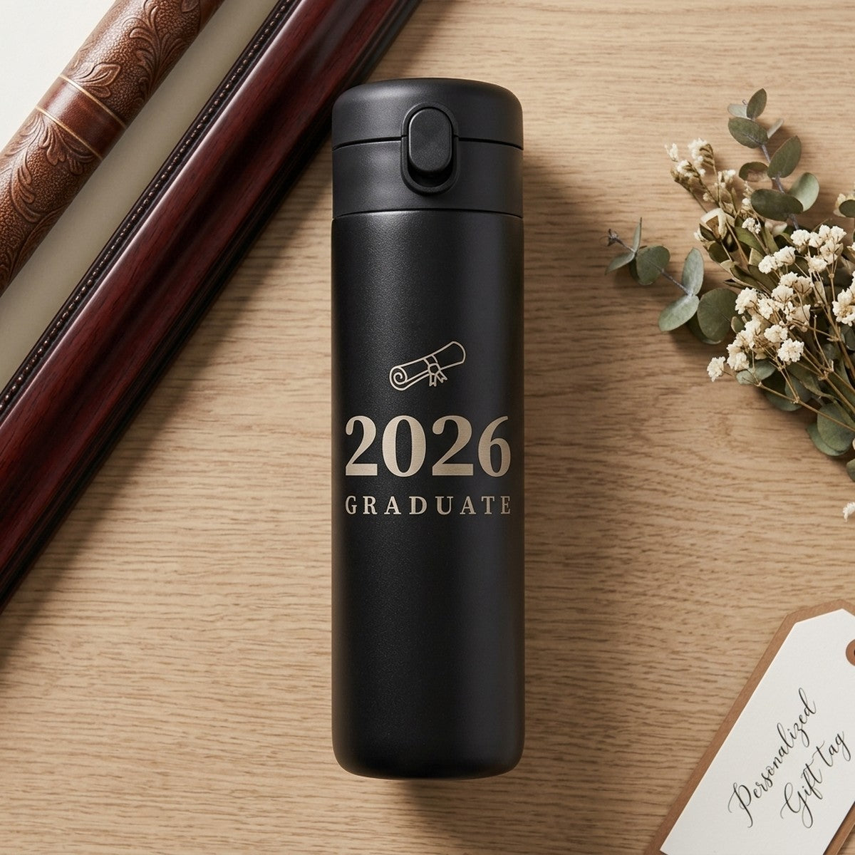 "2026 Graduate" Minimalist Engraved Emerald 16oz Tumbler — Onyx
