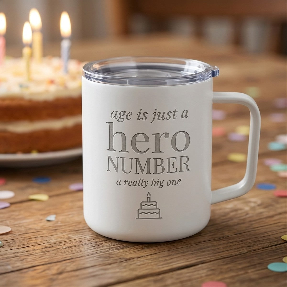 "Age is Just a Number" Debossed Hudson Ceramic 12oz — Snow