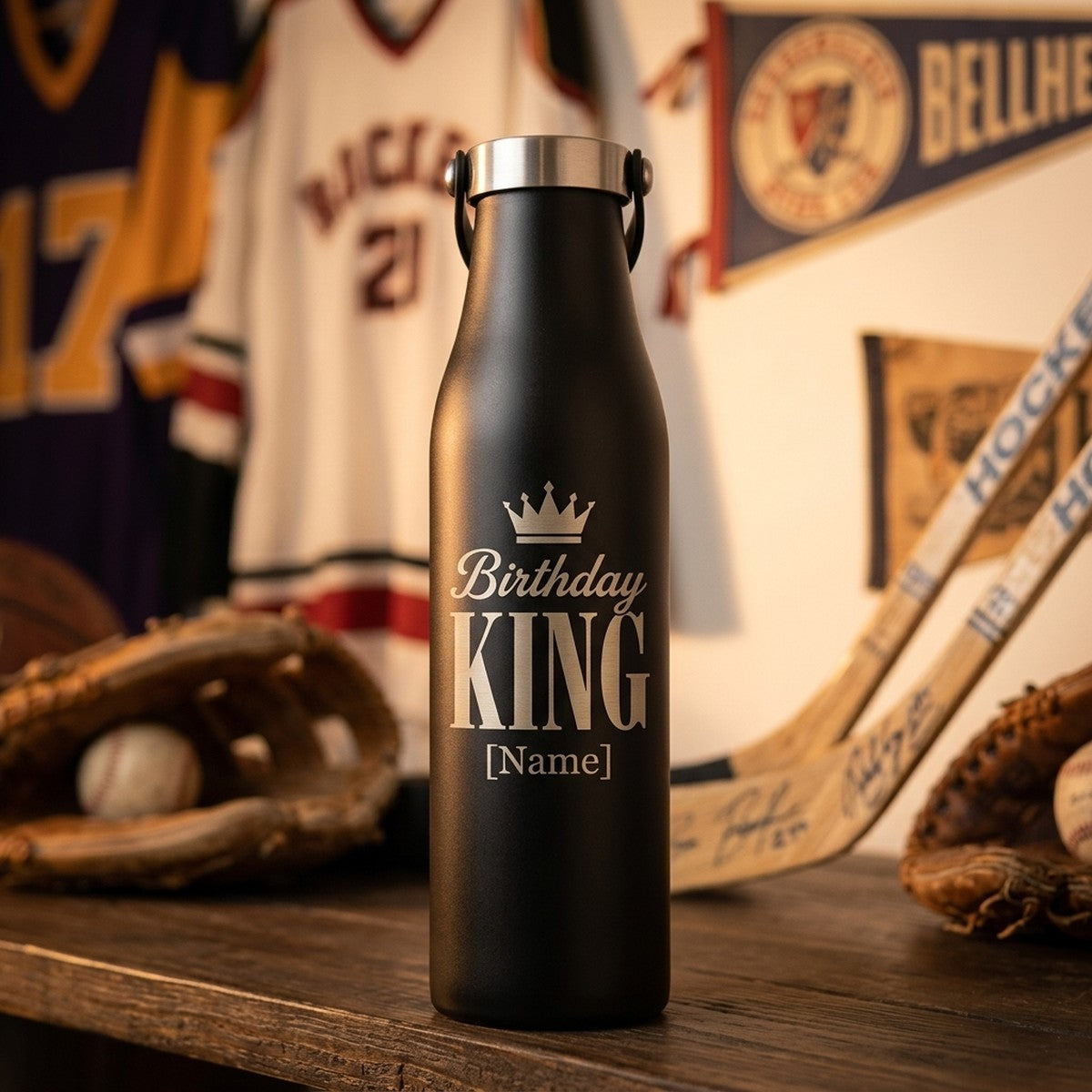 "Birthday King" Engraved Robson 28oz Bottle — Onyx